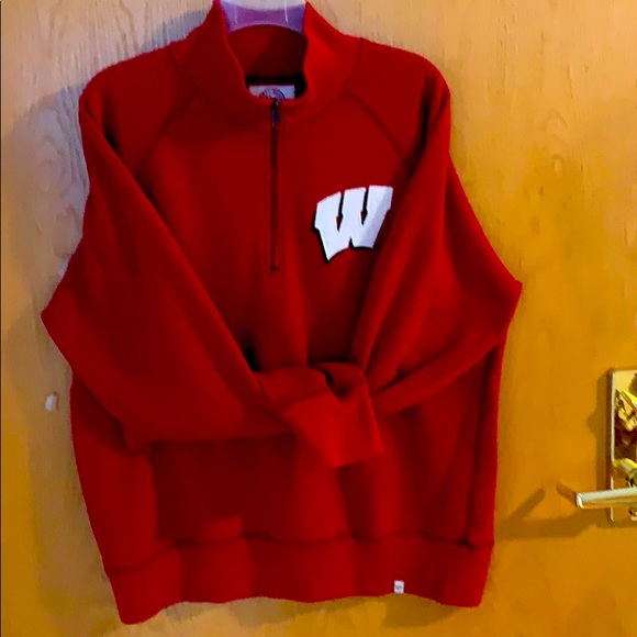 47 Other - U of Wisconsin sweatshirt, 1/3 zip, with W logo.